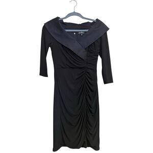 Adrianna papell petite black v neck dinner dress womens 4P